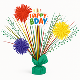 Vibrant Birthday Celebration Tinsel Burst Centerpiece
